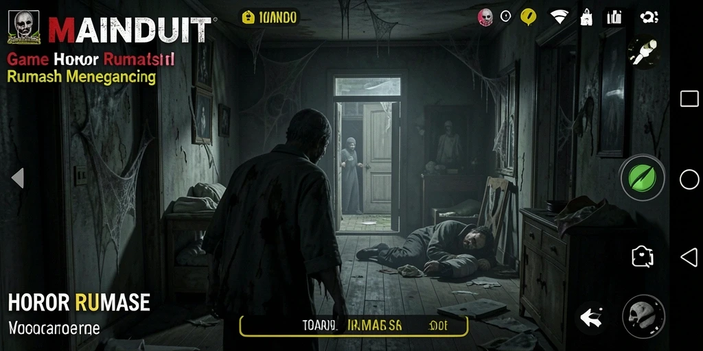 Screenshot MAINDUIT menunjukkan suasana horor yang menegangkan dan grafik yang detail.