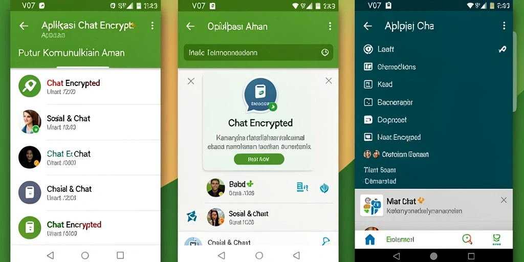 Tampilan antarmuka aplikasi V07 untuk chat yang aman.