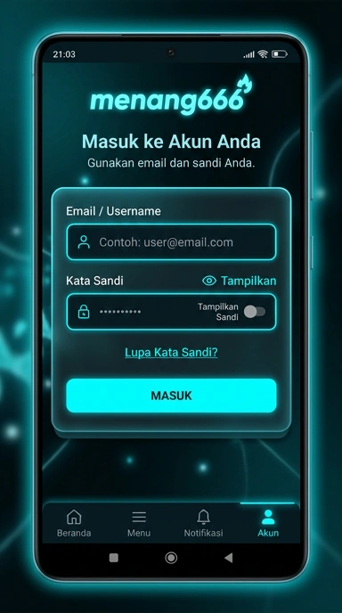 Tampilan halaman login menang666